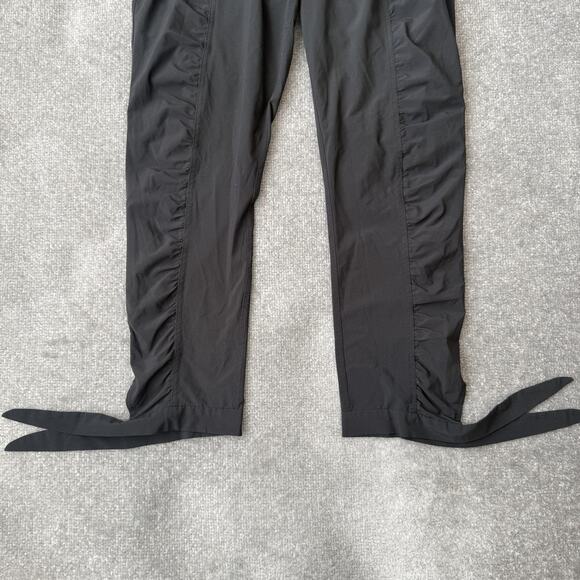 prAna Pants Womens Medium Black Stretch Drawstring Ruched Leg Tie Hem Joggers - Picture 3 of 12
